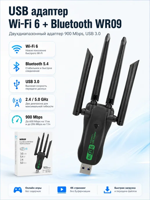 USB Адаптер WiFi6 + bluetooth, вариант