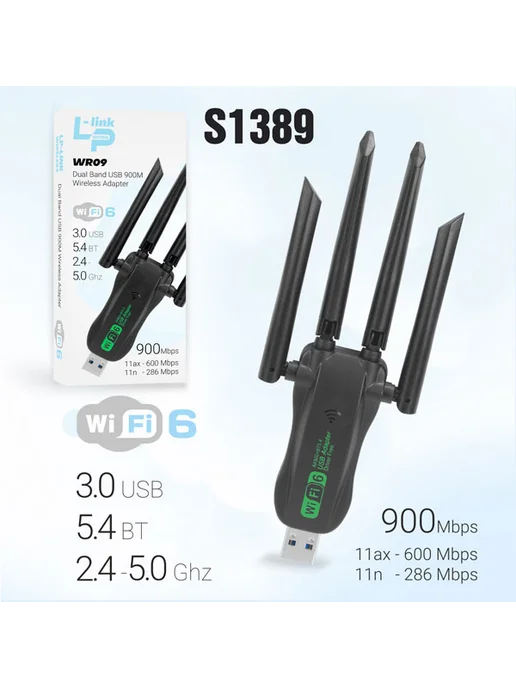 USB Адаптер WiFi6 + bluetooth, вариант, фото 3