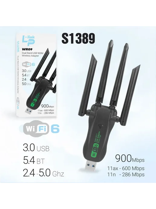 USB Адаптер WiFi6 + bluetooth, вариант, фото 2