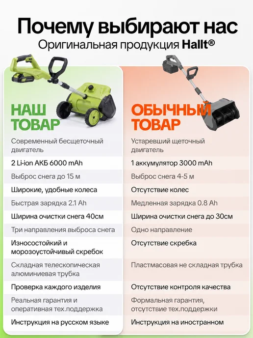 Hallt Снегоуборщик аккумуляторный мощный, вариант, фото 8