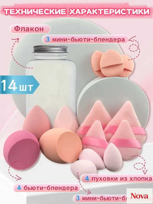Набор спонжей для макияжа, вариант, фото 2