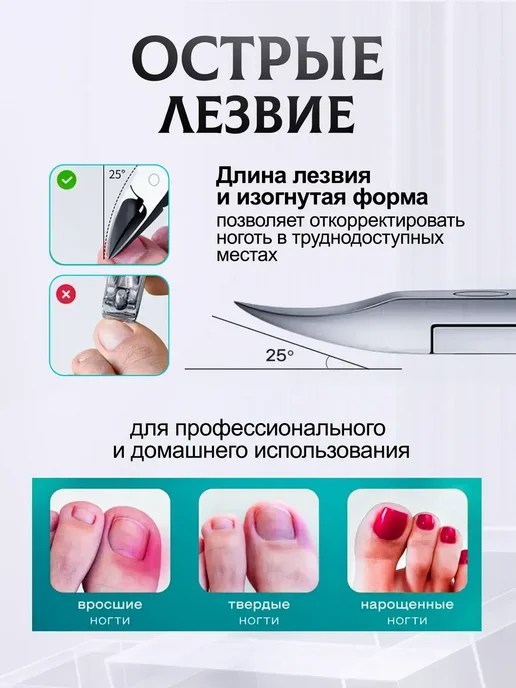 Кусачки педикюрные для ногтей вросших грубых щипчики щипцы, черный, фото 3