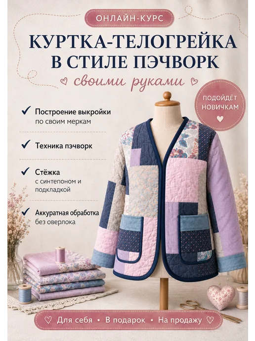 Куртка-телогрейка курс по пошиву, голубой