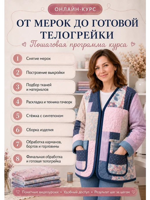 Куртка-телогрейка курс по пошиву, голубой, фото 5