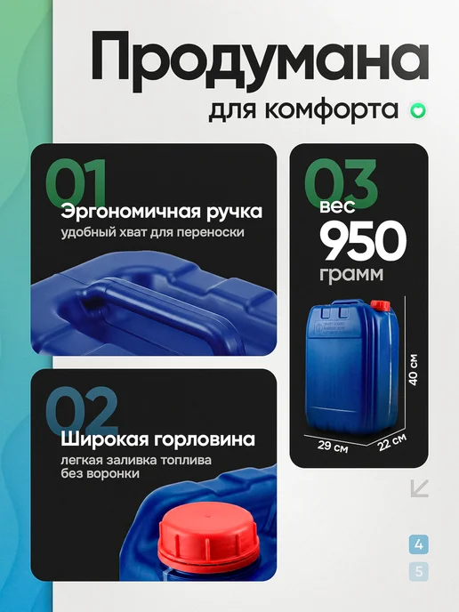 Канистра топливная 20 л для гсм, бензина пластиковая 2 шт, 20 л, 2 шт, фото 4