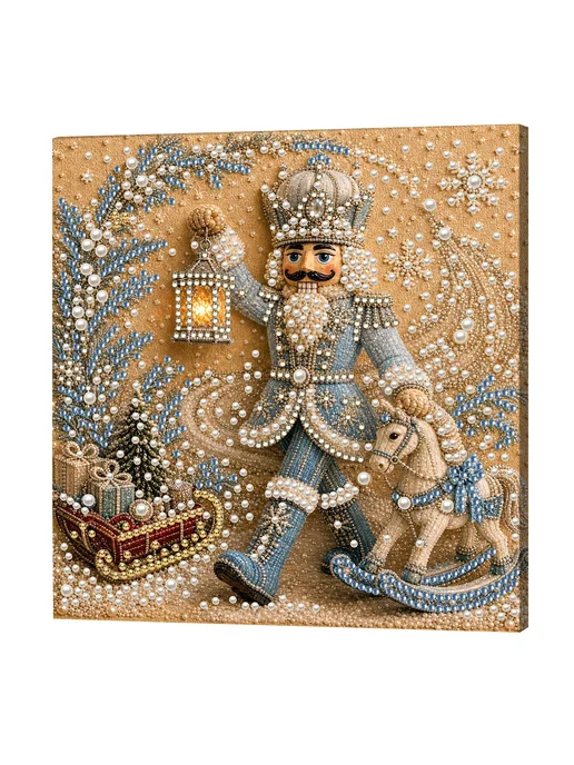 Blue Nutcracker Framed DIY Pearl Painting Kit 20x20cm for Ad, синий, фото 4
