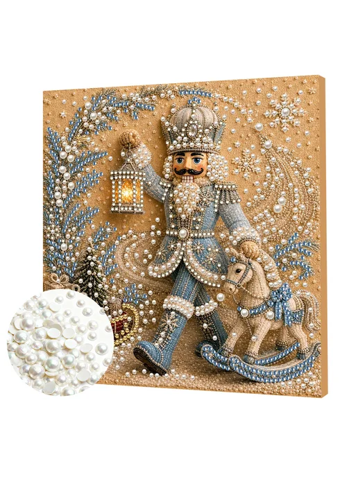 Blue Nutcracker Framed DIY Pearl Painting Kit 20x20cm for Ad, синий, фото 6