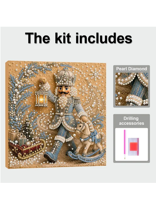 Blue Nutcracker Framed DIY Pearl Painting Kit 20x20cm for Ad, синий, фото 8