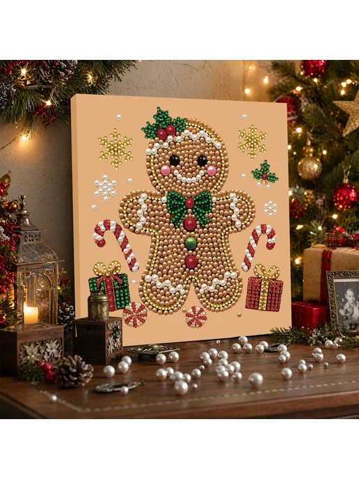 Blue Nutcracker Framed DIY Pearl Painting Kit 20x20cm for Ad, 20x20 см