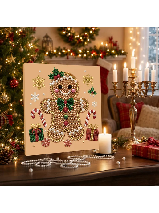 Blue Nutcracker Framed DIY Pearl Painting Kit 20x20cm for Ad, 20x20 см, фото 3