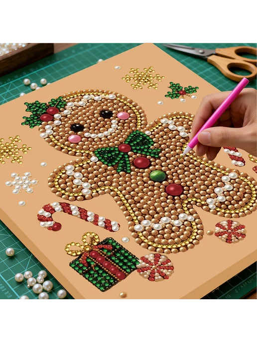 Blue Nutcracker Framed DIY Pearl Painting Kit 20x20cm for Ad, 20x20 см, фото 7