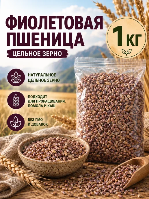 Зеленые решения Пшеница фиолетовая для проращивания 1 кг, 1 кг