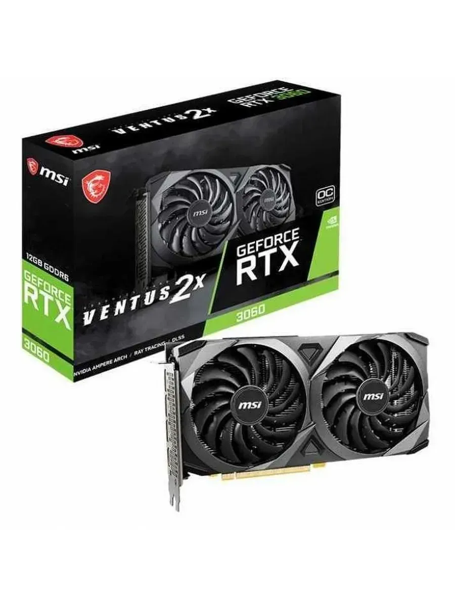 MSI Видеокарта RTX 3060 VENTUS 2X 12GB GDDR6 для ПК