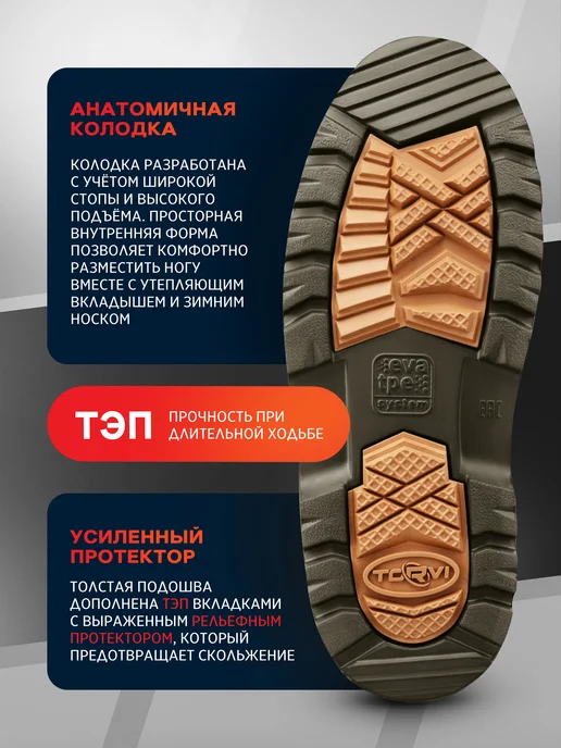 Torvi Сапоги из ЭВА ТЭП-60С до -60 черные зимние мужские, зеленый, оливковый, фото 4