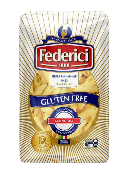 Federici Перья рифленые Макароны без глютена и кукурузы 400г, 400 г