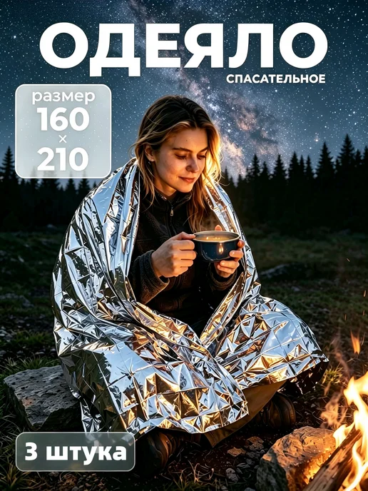 Термоодеяло спасательное туристическое изотермическая пленка, серый