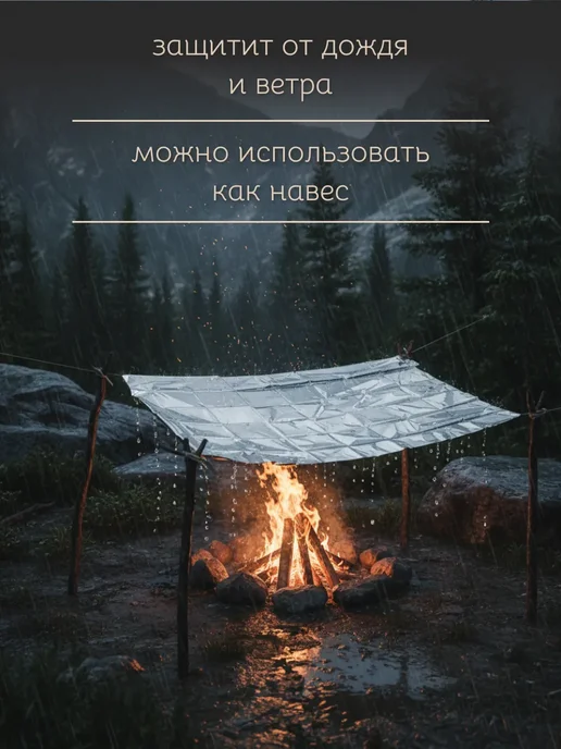 Термоодеяло спасательное туристическое изотермическая пленка, серый, фото 5