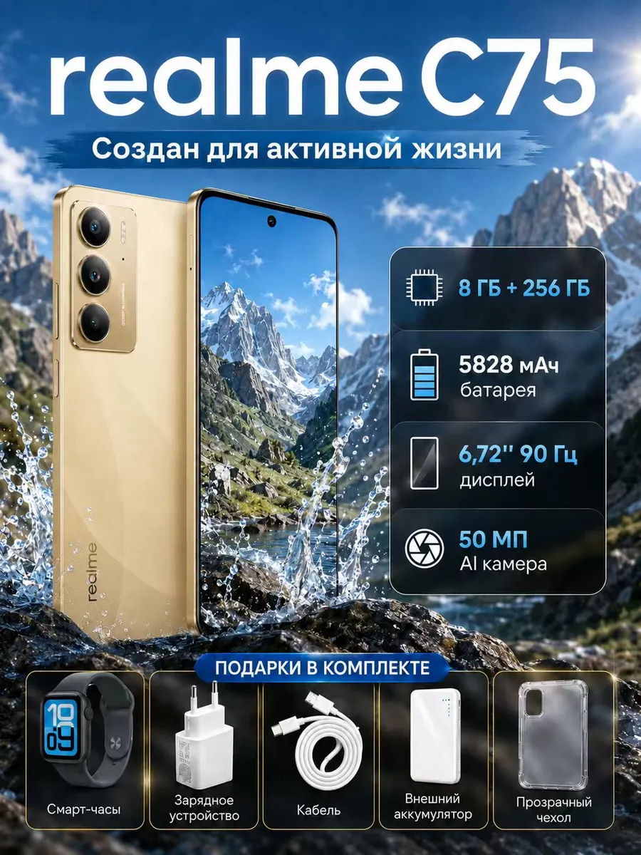 Смартфон C75 8 256 Realme 1478513281 купить в интернет‑магазине Wildberries