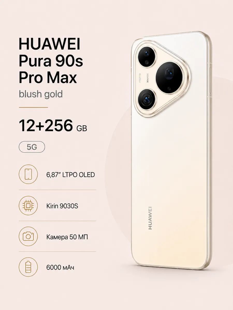 Смартфон Pura 90s Pro Max 12 256 Гб Blush Gold Huawei 1479406655 купить в интернет‑магазине Wildberries