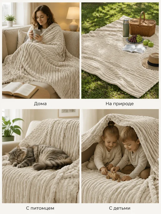 COMFORTO Плед 150х200 плюшевый велсофт на кровать и диван, вариант, фото 5