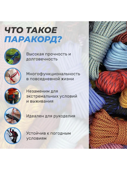 Паракорд 550 4 мм прочный шнур для туризма и выживания, вариант, фото 3