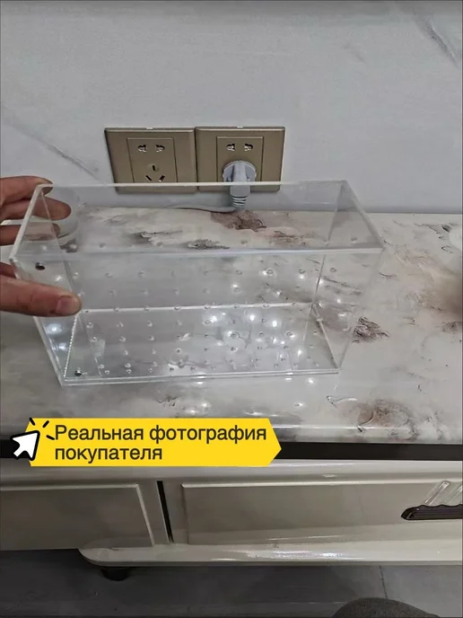 Террариум акриловый прозрачный с вентиляцией и магнитной для, прозрачный, фото 3