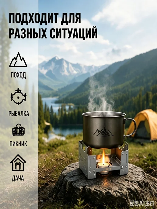 Горелка для сухого горючего в таблетках, складная мини печь, вариант, фото 5