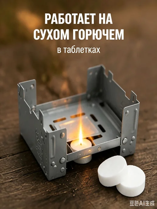 Горелка для сухого горючего в таблетках, складная мини печь, вариант, фото 6