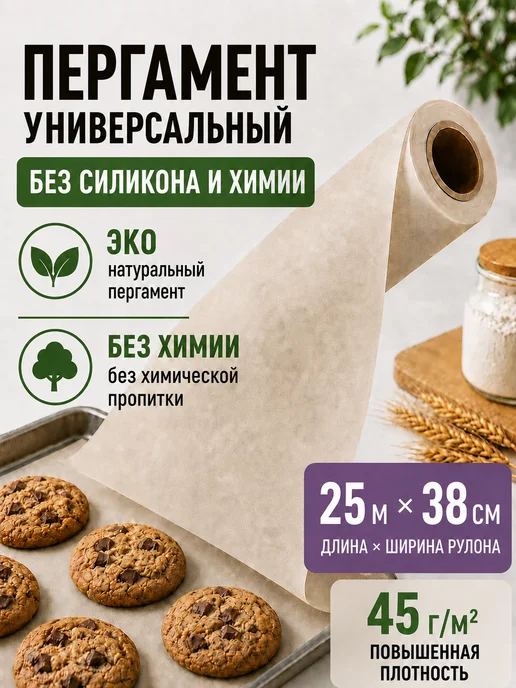 Пакком Пергамент без силикона универсальный 25 м, 25 м