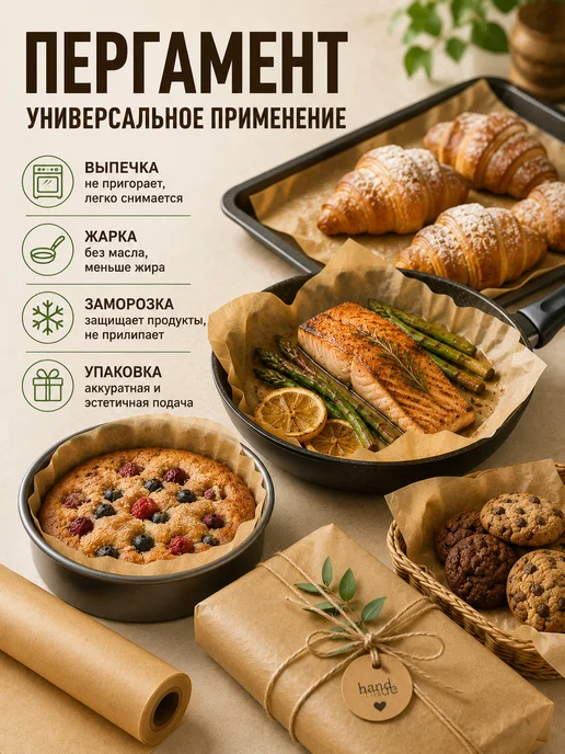 Пакком Пергамент без силикона универсальный 25 м, 25 м, фото 5