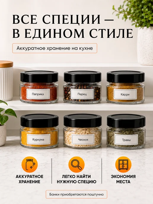 Баночка стеклянная для специй, 50 мл, 1 шт, 50 мл, 1 шт, фото 6