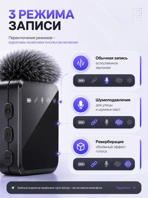Микрофон петличный беспроводной для iPhone и Android, вариант, фото 5