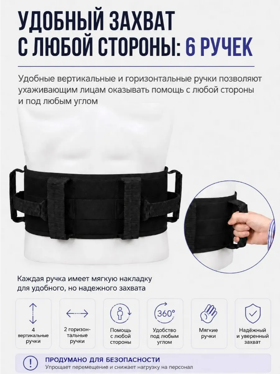 Пояс для перемещения пациента, охват талии 70 -115 см фото 4