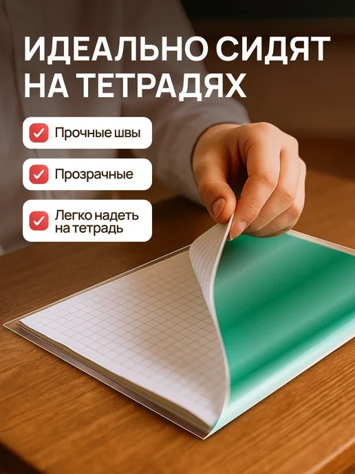Обложки для тетрадей и дневника особо плотные 150 мкрн, проз, черный, фото 3