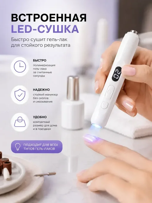 AISTORE007 Электрическая маникюрная машинка с LED-подсветкой, белый, фото 3