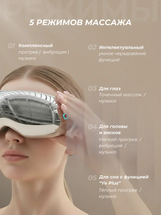 INTREX Электрический массажер для глаз с подогревом от отеков, белый, фото 3