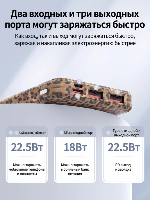 Внешний аккумулятор 10000 mAh, быстрая зарядка 22.5W, 10000 мАч, 22,5 Вт, фото 6