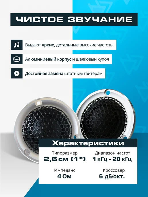 best balance Динамики автомобильные B26T Твитеры 2.54 см 1", серый, фото 3