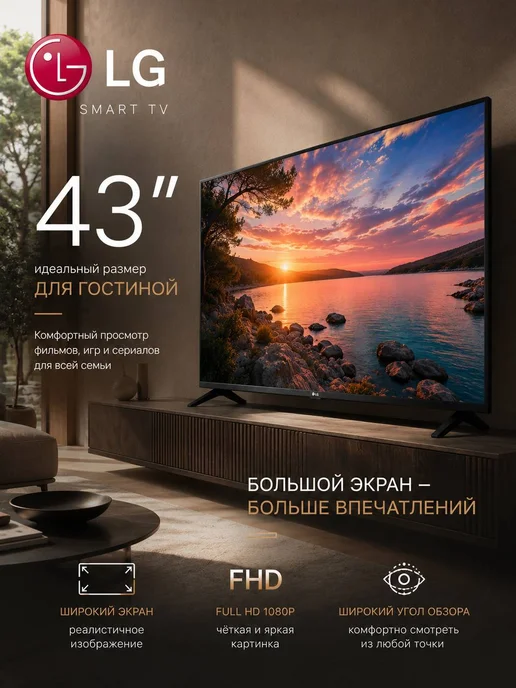 LG Телевизор 43 дюйма Smart TV с Wi-Fi, вариант, фото 2