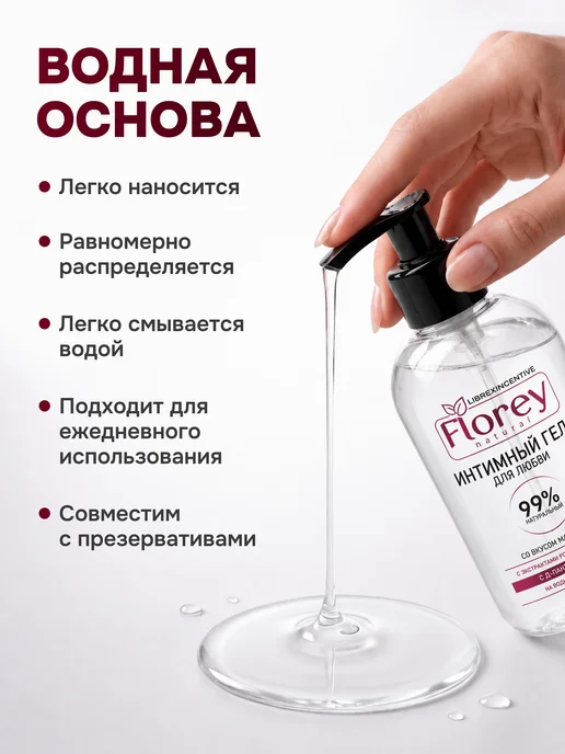 Librex Интимная смазка на водной основе со вкусом клубники 200 мл, 500 мл, фото 3
