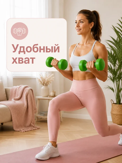 PlayFit Гантели 2 кг 2 шт женские для фитнеса, 2 кг, 2 шт, фото 5