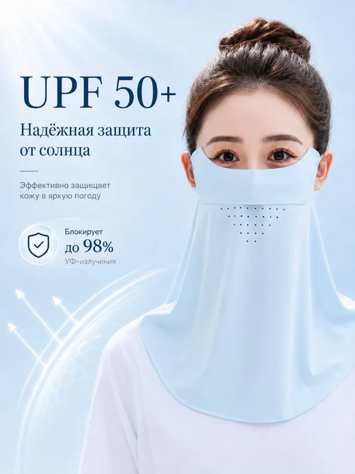 Маска-повязка на лицо, 1 шт, синяя, 1 шт, фото 2