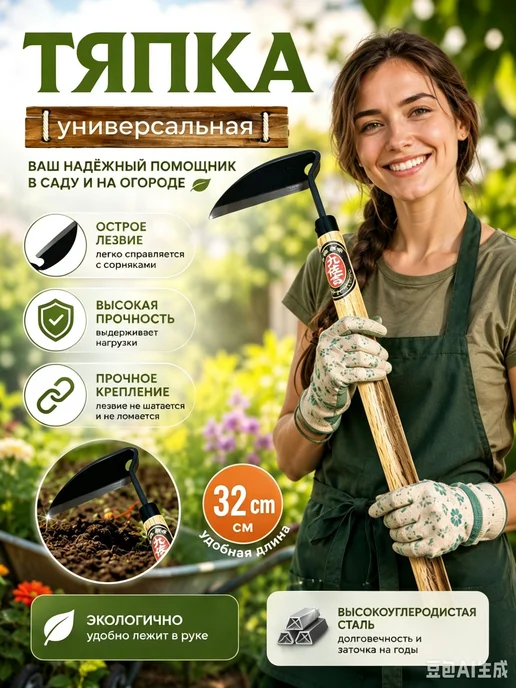 Тяпка 25.55 см рукоять, 12.55 см ширина, сталь, вариант