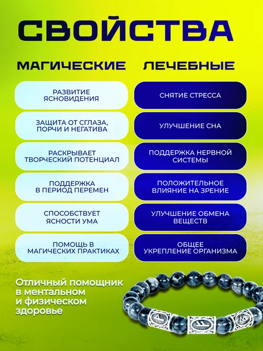Браслет из камней с рунами из лабрадорита, серый, фото 3