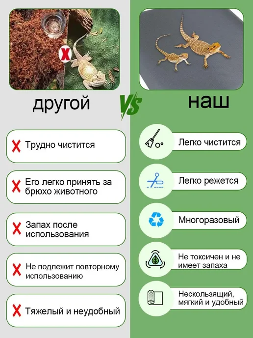 Коврик для террариума подложка для рептилий черепах, черный, фото 5