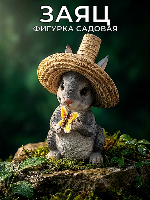 COZYVITA Садовые фигурки для дачи и огорода Заяц из полистоуна, белый
