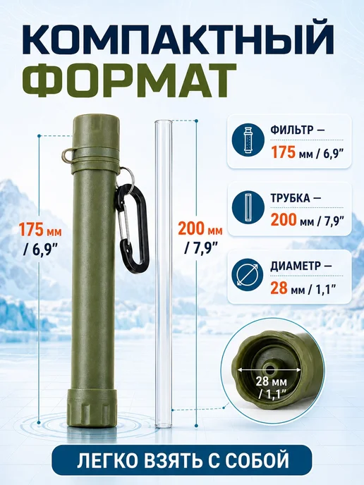 Фильтр для воды походный 1500л соломинка очиститель, 1500 л, фото 2