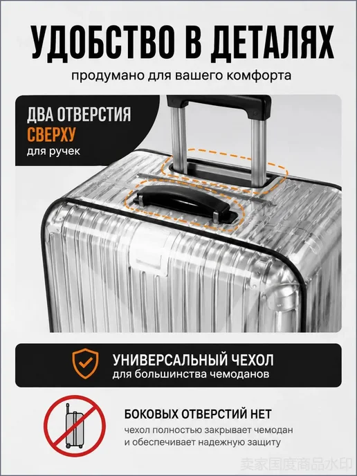 Прозрачный чехол для чемодана L+, вариант, фото 3