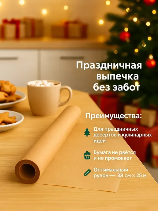 ТА1612 Бумага для выпечки 8 м × 38 см силиконизированная, 38x25 м, фото 2
