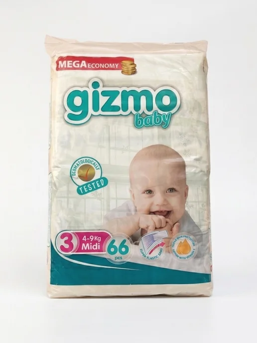 GIZMO Baby Подгузники детские 3 Midi, 4-9 кг, 66 шт, Турция, 49 кг, 66 шт, фото 2